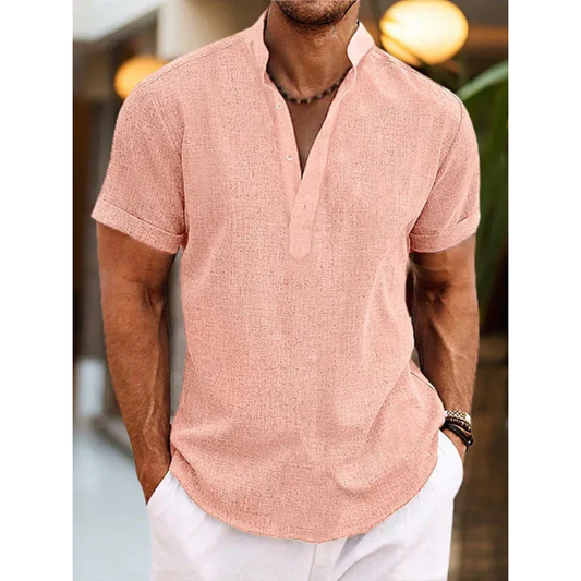 Michael | Herren Henley Shirt Leinen Sommer Modern