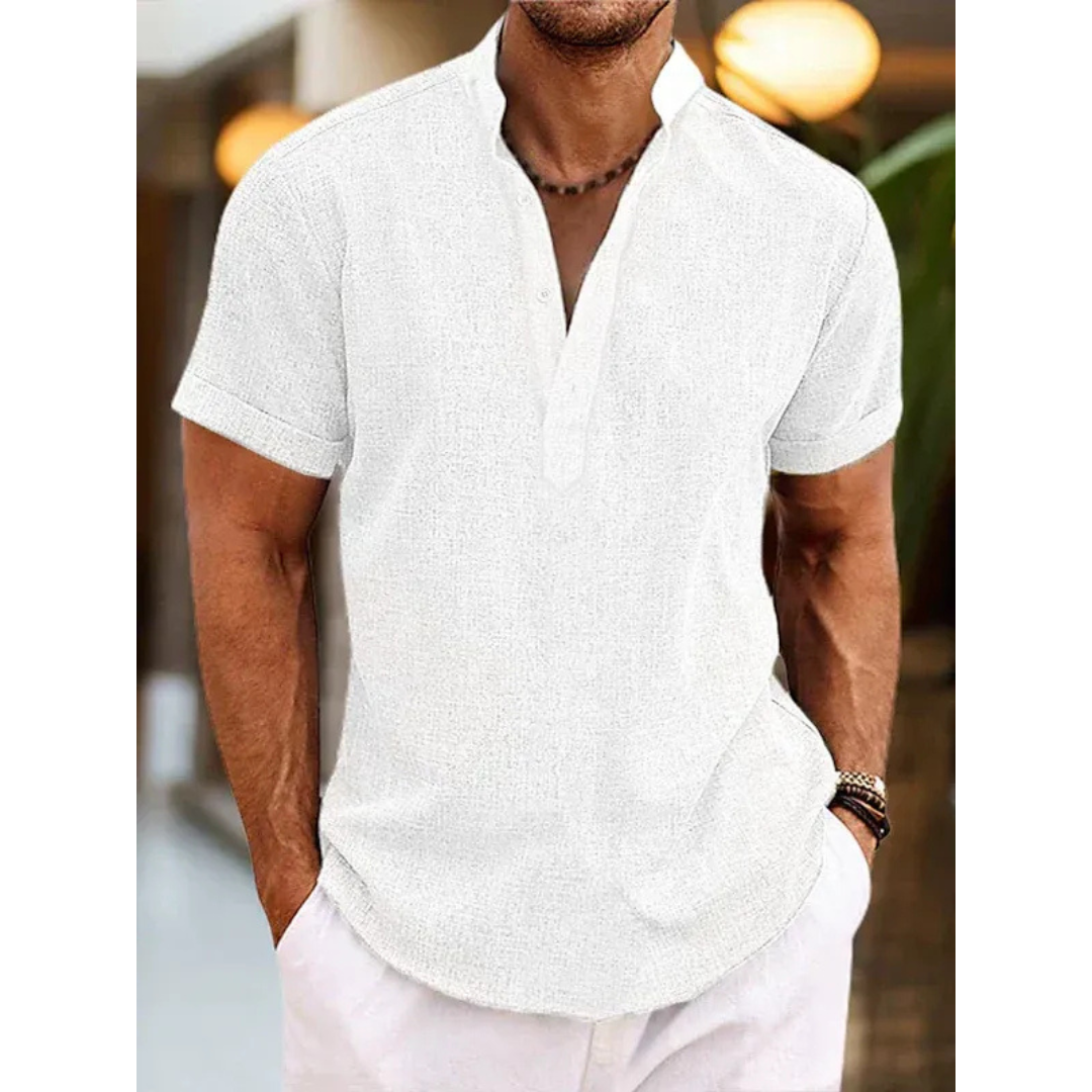 Michael | Herren Henley Shirt Leinen Sommer Modern