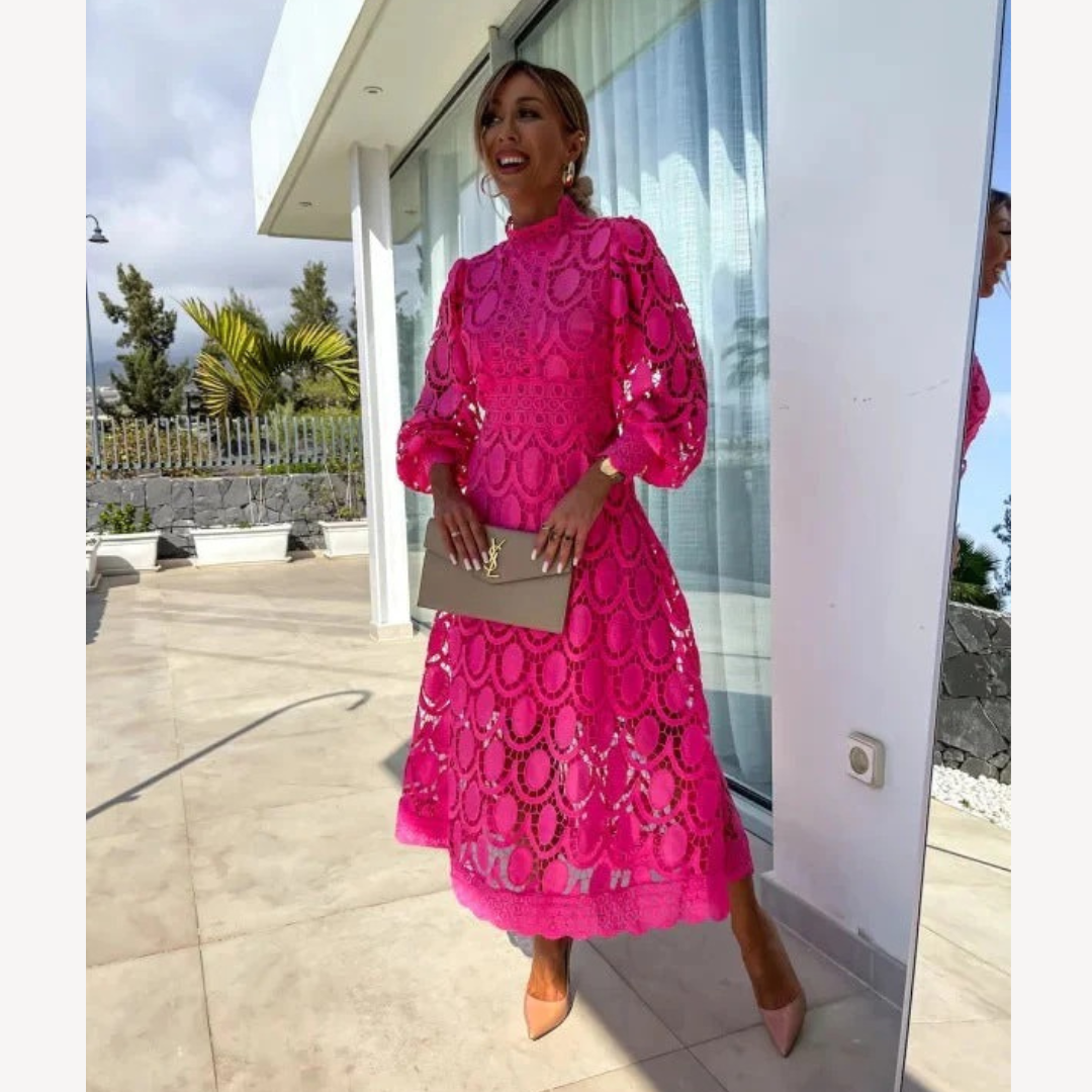 Midi-Abendkleid Damen – Elegant mit Aufwendigen Spitzendetails