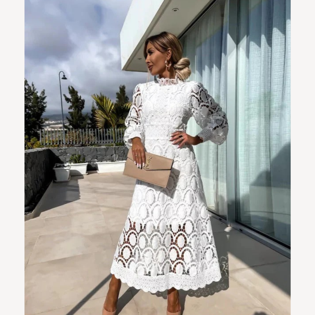 Midi-Abendkleid Damen – Elegant mit Aufwendigen Spitzendetails