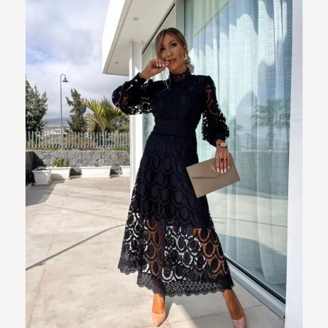 Midi-Abendkleid Damen – Elegant mit Aufwendigen Spitzendetails