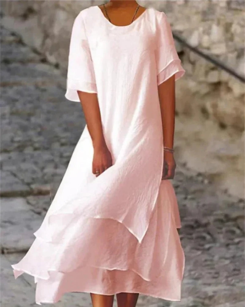 Midi Sommerkleid Damen mit Stufenrock | Strand