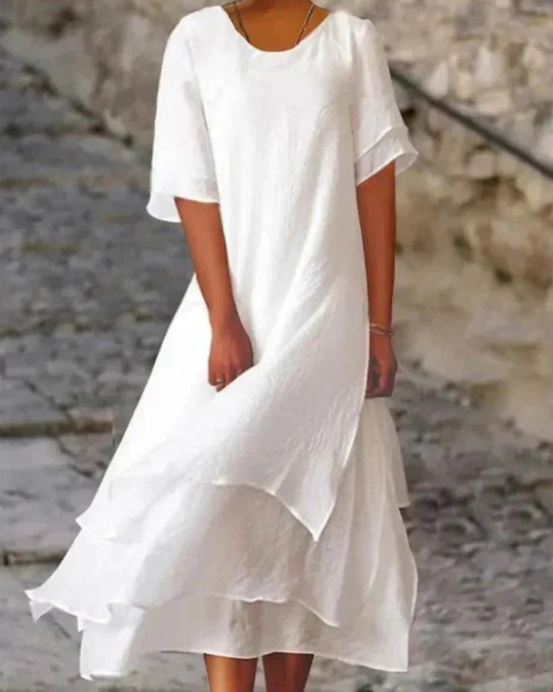 Midi Sommerkleid Damen mit Stufenrock | Strand