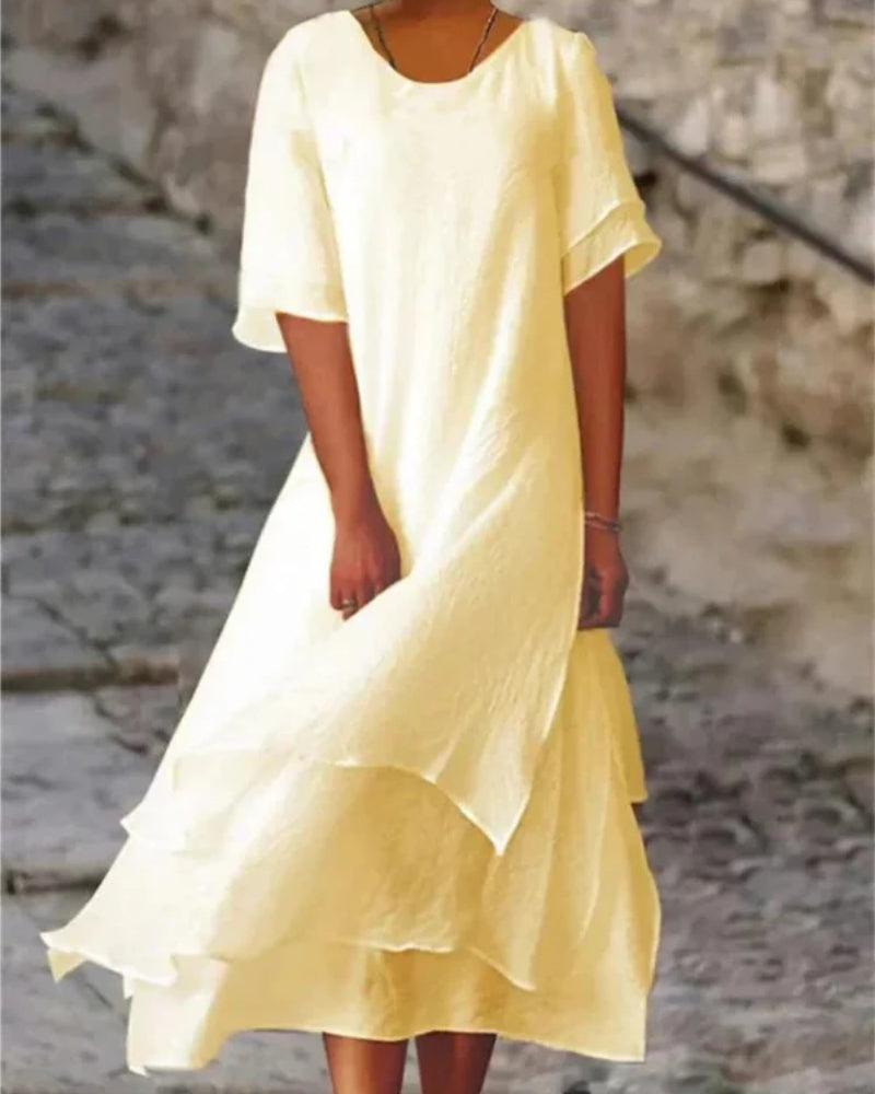 Midi Sommerkleid Damen mit Stufenrock | Strand