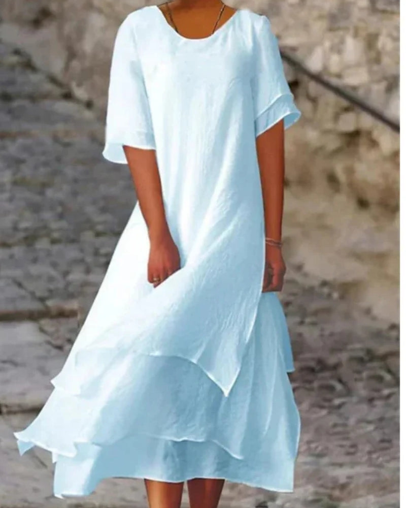 Midi Sommerkleid Damen mit Stufenrock | Strand