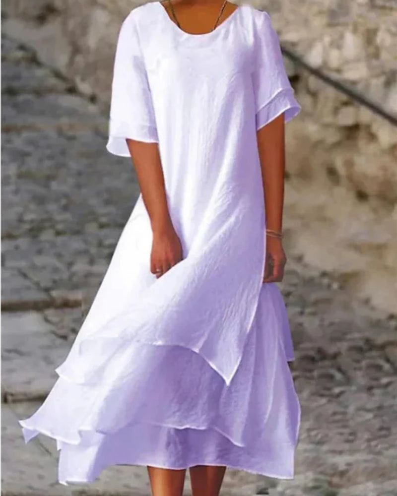 Midi Sommerkleid Damen mit Stufenrock | Strand