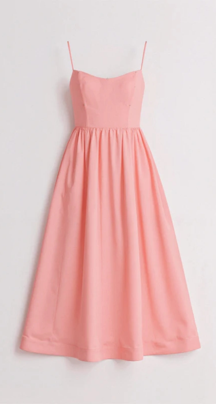 Midikleid in A-Linie mit Spaghetti-Trägern - ärmelloser V-Ausschnitt