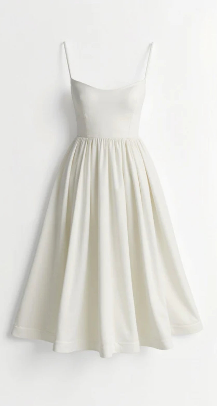 Midikleid in A-Linie mit Spaghetti-Trägern - ärmelloser V-Ausschnitt