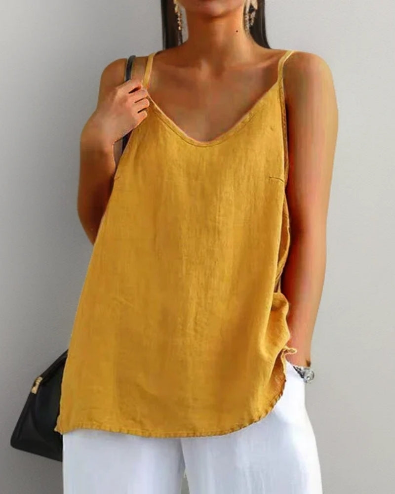 Minimalistisch Damen Tank Top mit V-Ausschnitt | Ärmellos
