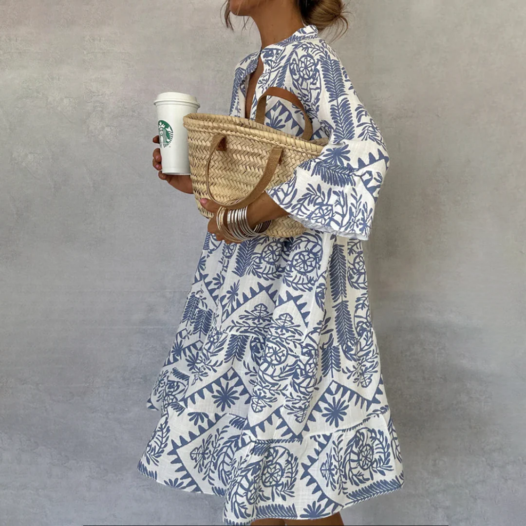 Mira | Damen Minikleid Boho Freizeit mit Print