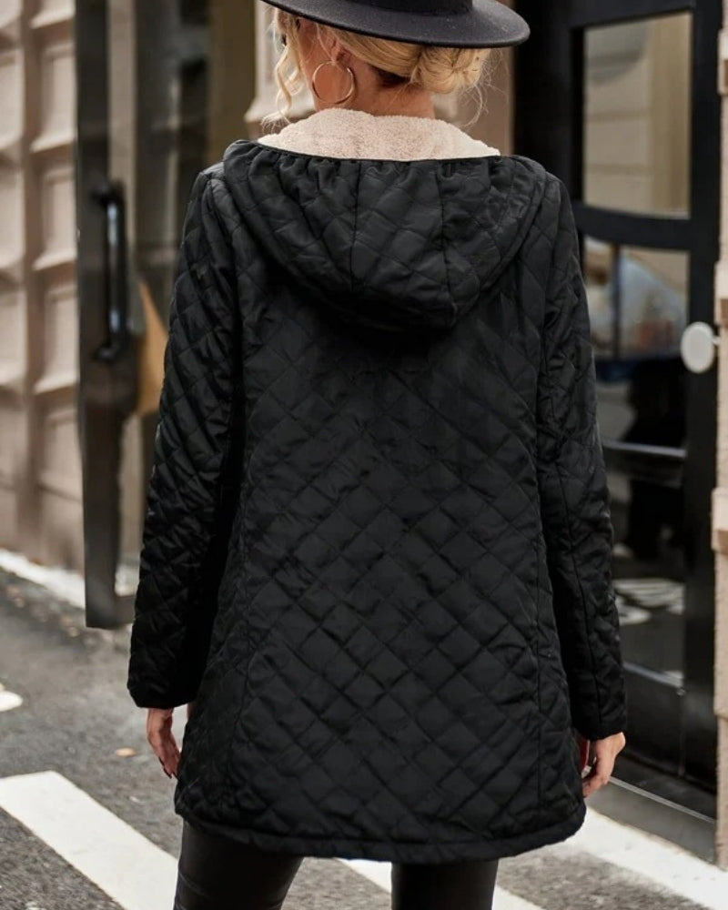 Mittellange Damen-Puffer-Winterjacke – Glänzendes Steppdesign für kalte Tage