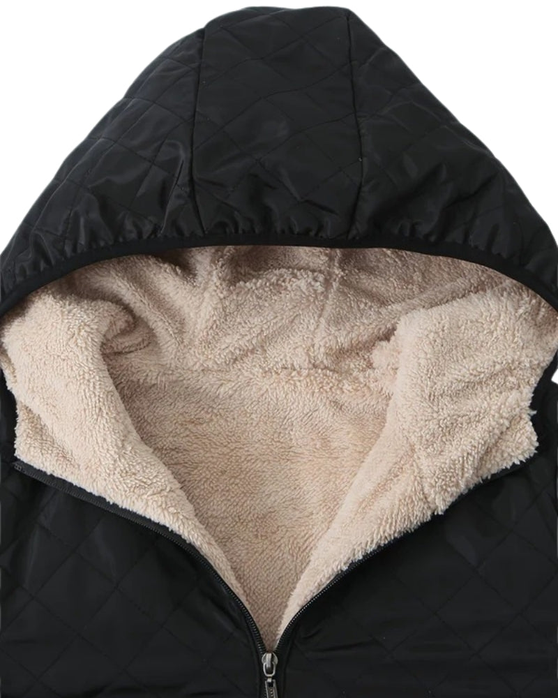 Mittellange Damen-Puffer-Winterjacke – Glänzendes Steppdesign für kalte Tage