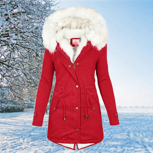 Mittellange Winterjacke Damen - Warmer Kapuzenmantel für jeden Tag