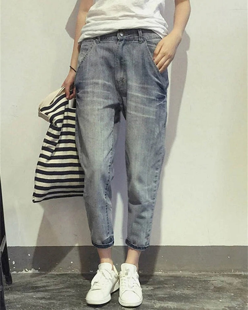 Modern Damen Cropped-Jeans mit grauer Waschung | Zulaufende Passform