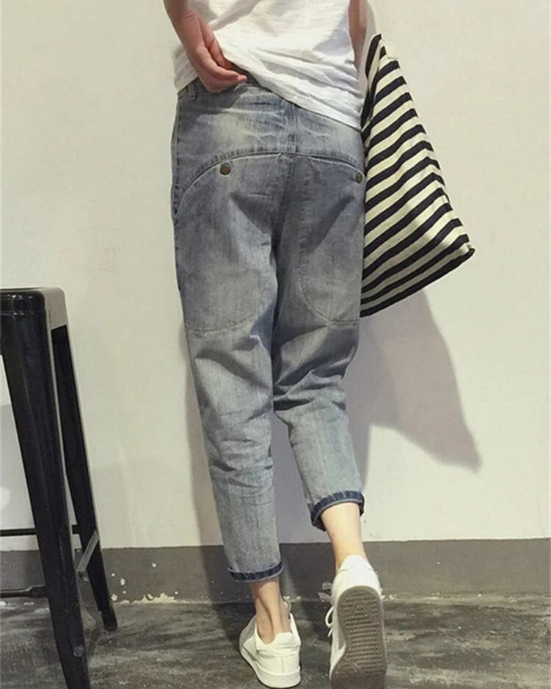 Modern Damen Cropped-Jeans mit grauer Waschung | Zulaufende Passform