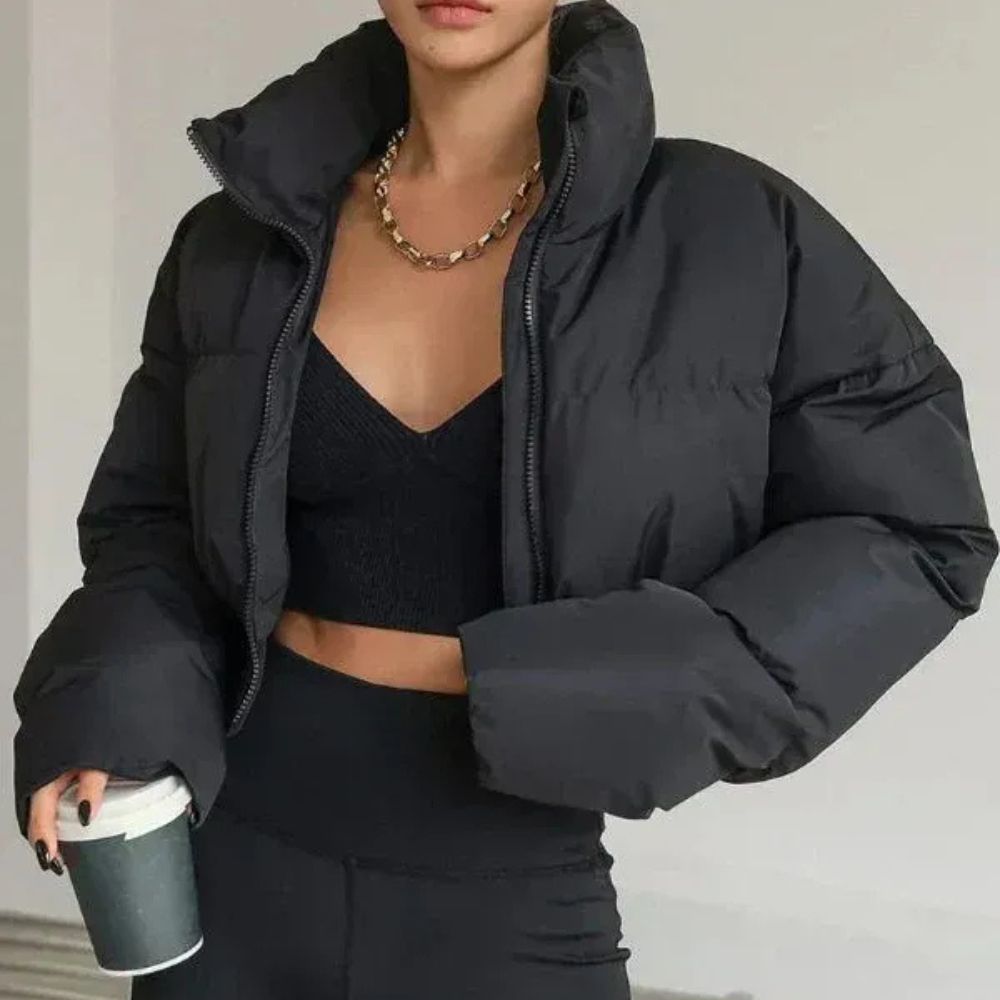 Modische Winterjacke - Kurze Steppjacke für Damen mit Taschen