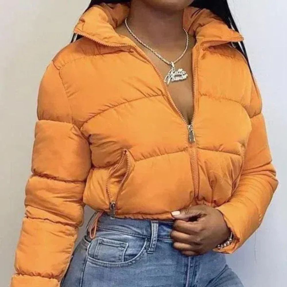 Modische Winterjacke - Kurze Steppjacke für Damen mit Taschen