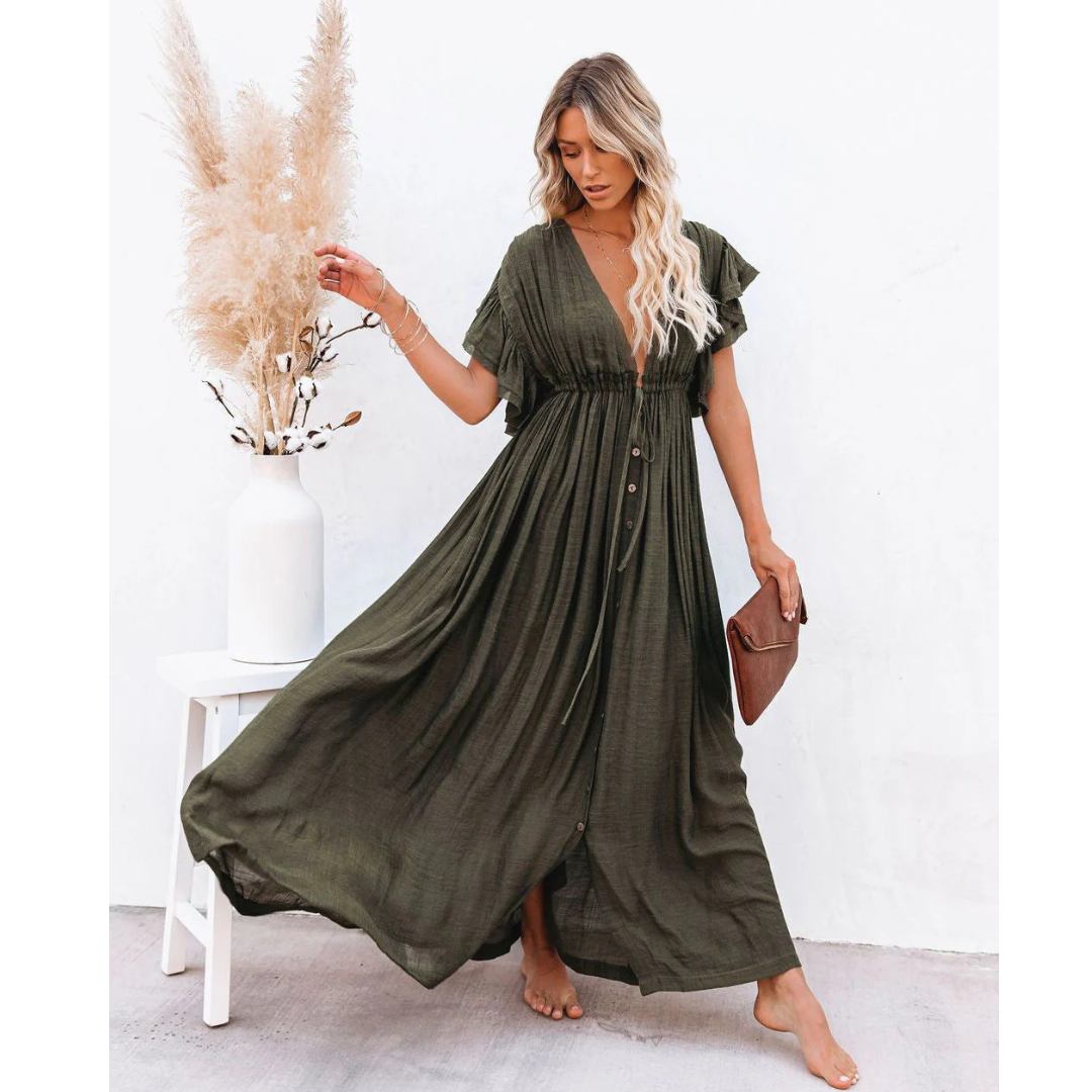 Nadia | Damen Boho Sommerkleid Maxi im modernen Stil
