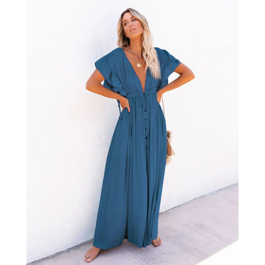 Nadia | Damen Boho Sommerkleid Maxi im modernen Stil