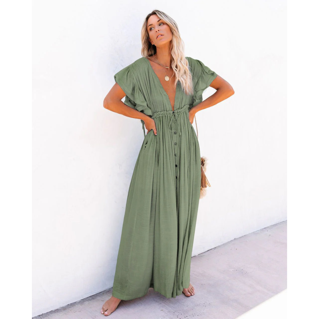 Nadia | Damen Boho Sommerkleid Maxi im modernen Stil