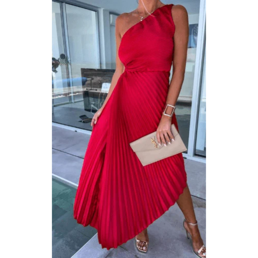 Nele | Damen Maxi Kleid Mit Ein Schulter Und Falten Für Hochzeit
