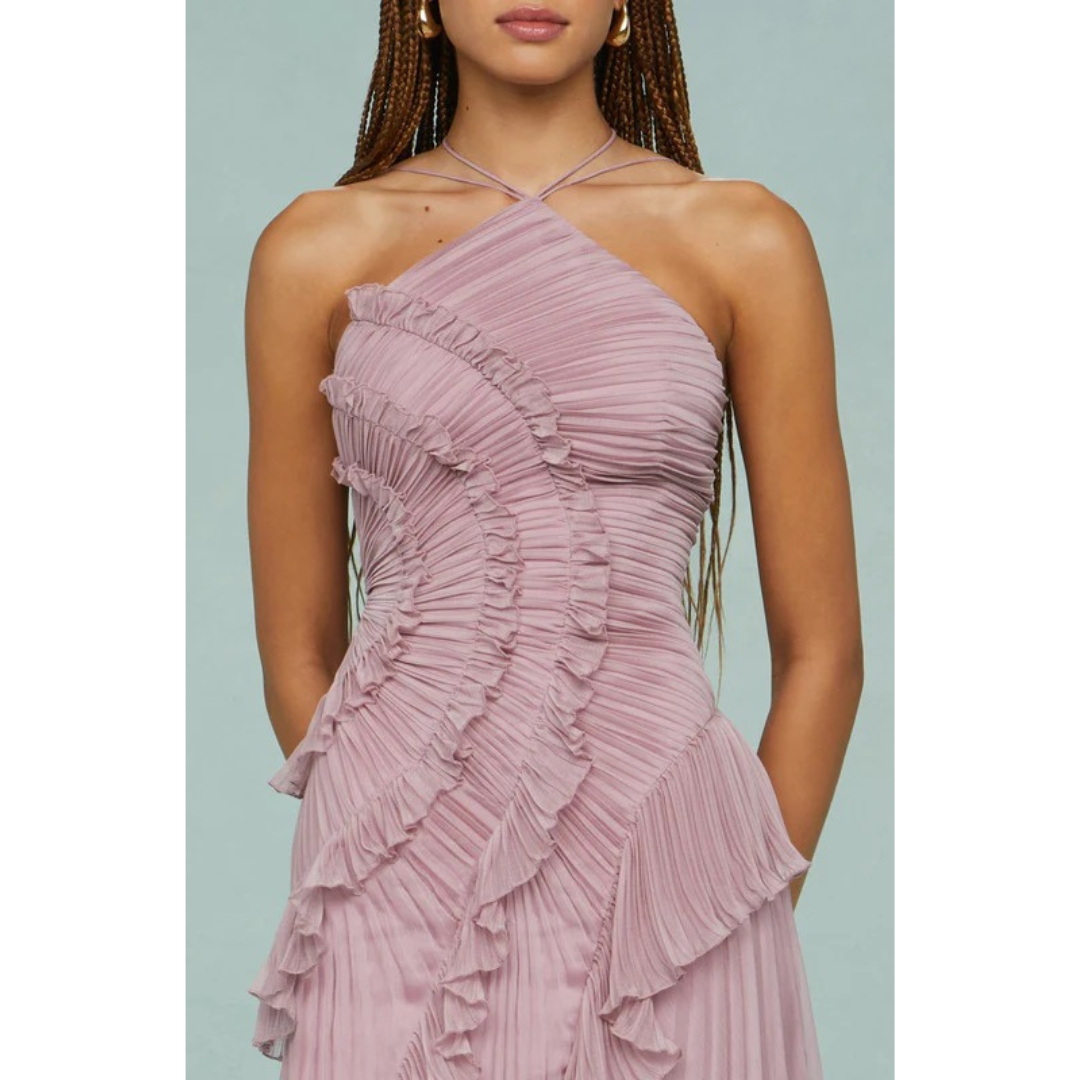 Nika | Damen Maxi Sommerkleid Mit Rüschen Und Neckholder