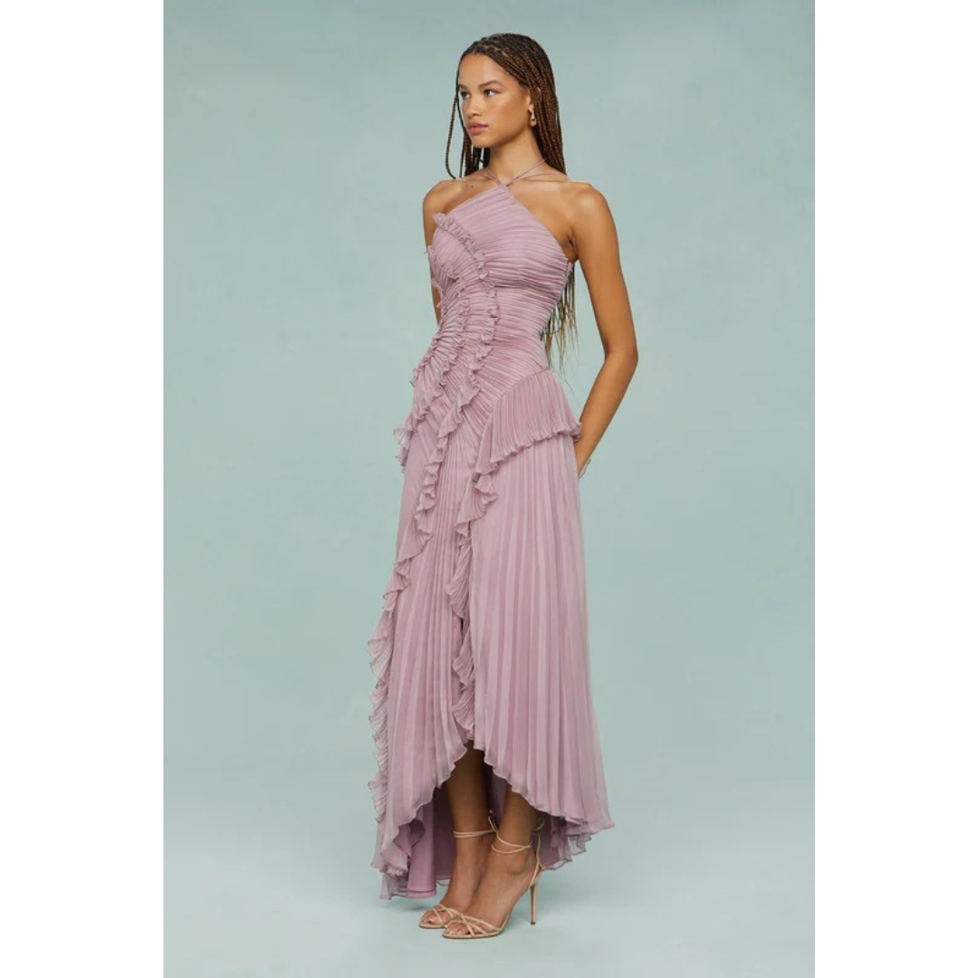 Nika | Damen Maxi Sommerkleid Mit Rüschen Und Neckholder