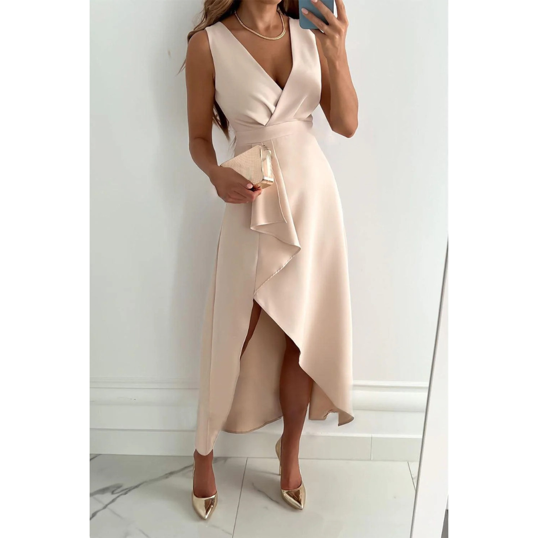 Noelia | Damen Midi Kleid Asymmetrisch Elegant Hochzeit
