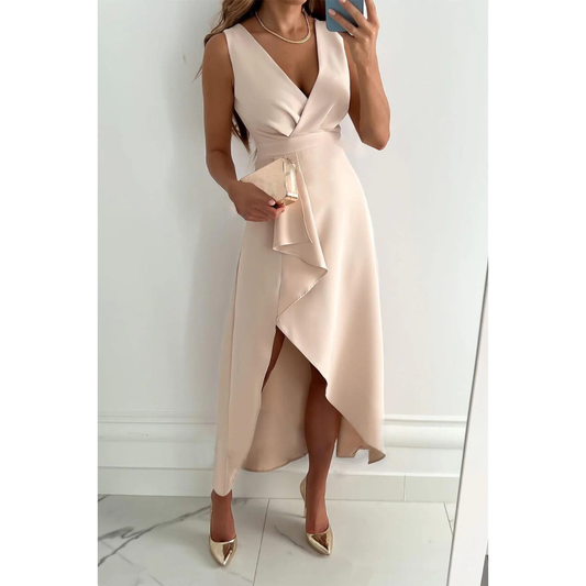 Noelia | Damen Midi Kleid Asymmetrisch Elegant Hochzeit