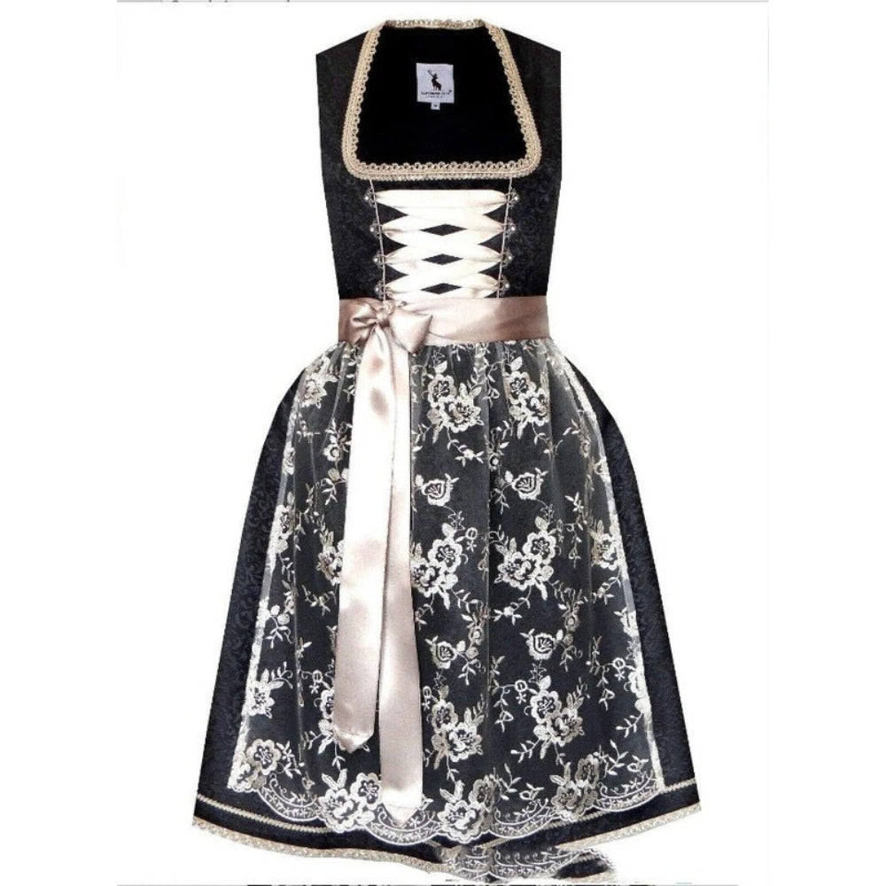 Oktoberfest Dirndl Kleid - Cannstatter Trachtenstil mit Schürze und Spitzenrock