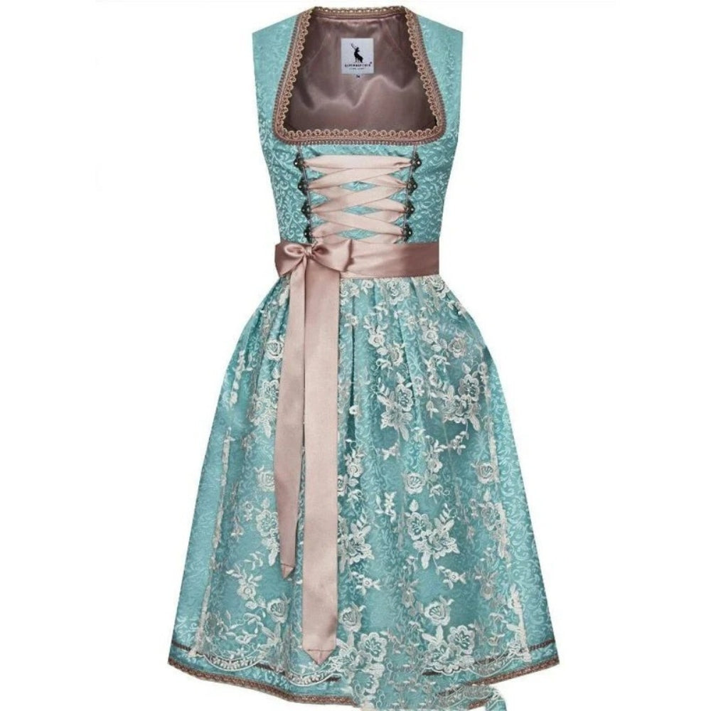 Oktoberfest Dirndl Kleid - Cannstatter Trachtenstil mit Schürze und Spitzenrock