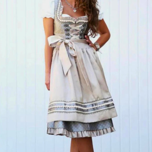 Oktoberfest Dirndl Kleider - Klassischer Midi-Stil mit Schürze und Bluse
