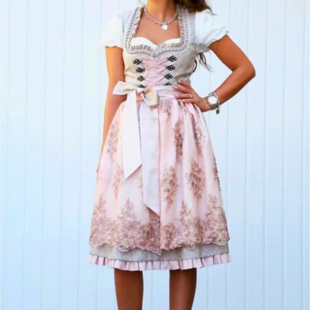 Oktoberfest Dirndl Kleider - Klassischer Midi-Stil mit Schürze und Bluse