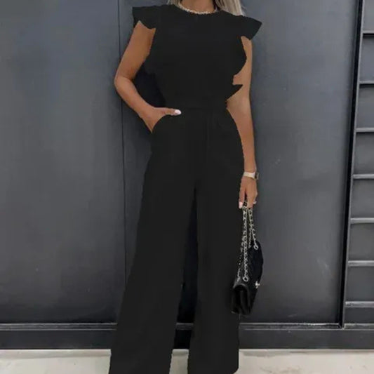 Overall mit gerafften Ärmeln und weiten Beinen - Damen Einteiler