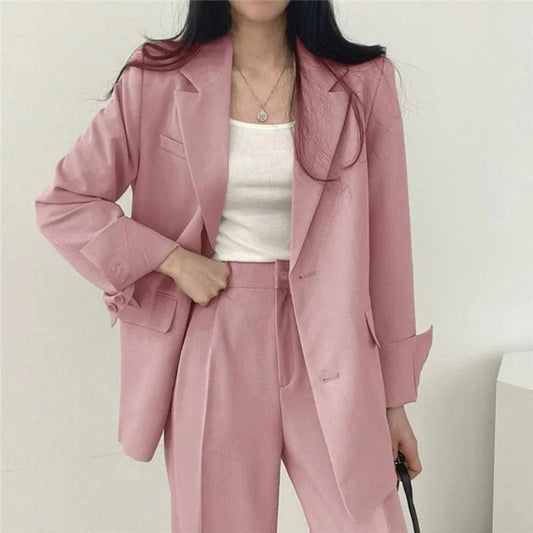 Oversize Blazer- und Hosen Set für Damen – Zweiteiliges Outfit mit langem Blazer