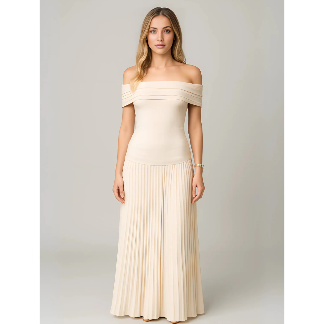 Petra | Damen Maxi Kleid Mit Falten Für Hochzeit