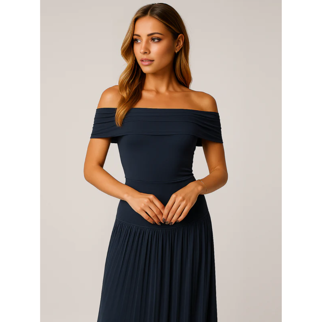 Petra | Damen Maxi Kleid Mit Falten Für Hochzeit