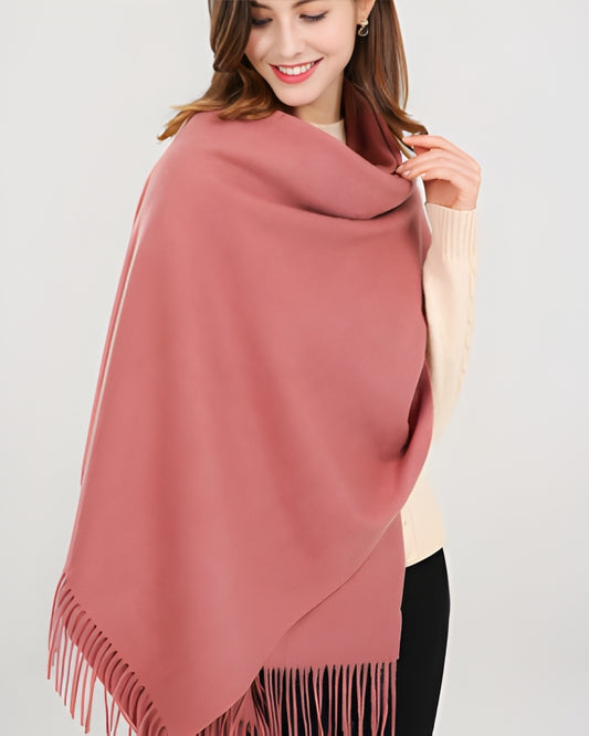 Winterschal für Frauen - Großer Wickelschal mit Quasten