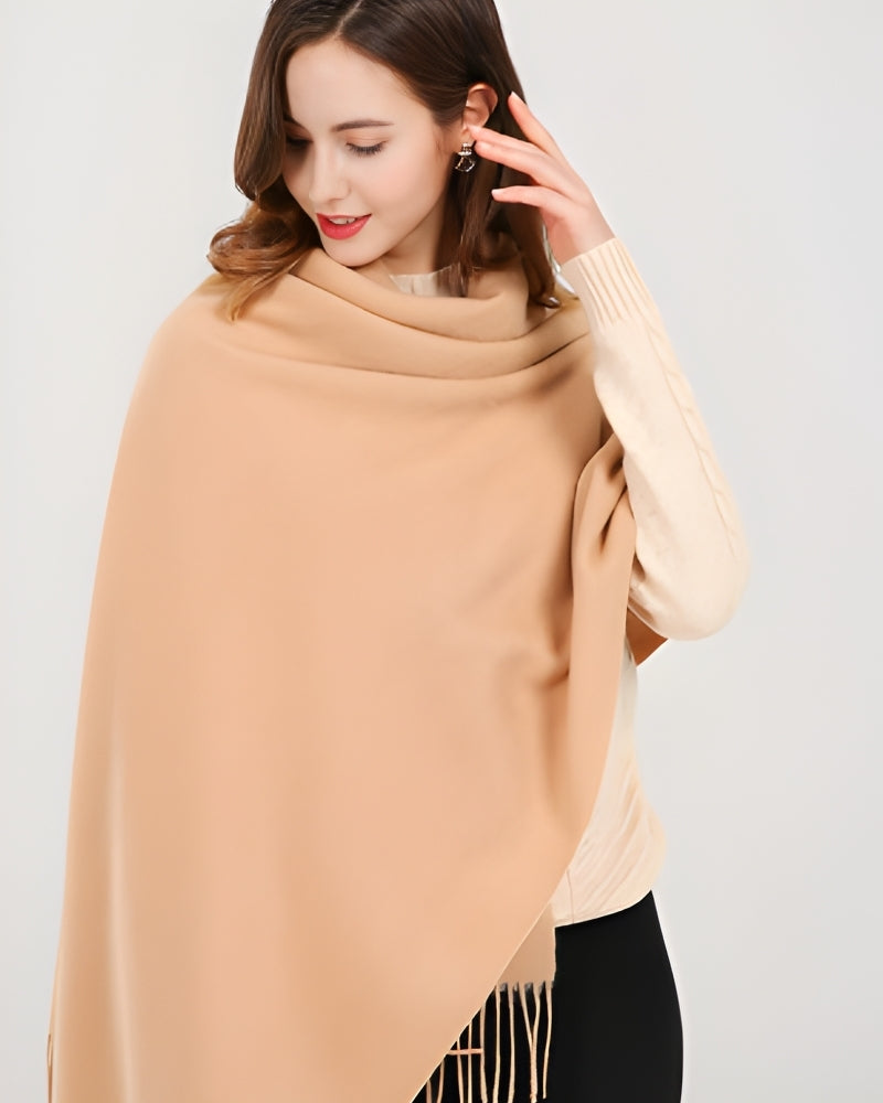 Winterschal für Frauen - Großer Wickelschal mit Quasten