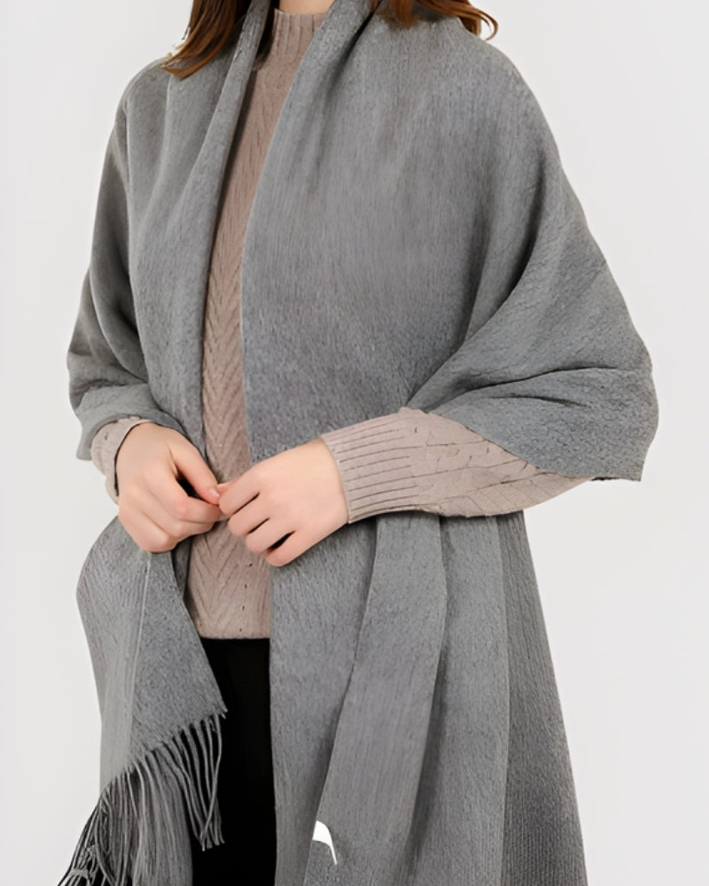 Winterschal für Frauen - Großer Wickelschal mit Quasten