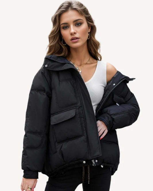 Puffer Winterjacke Damen – Leichter, isolierter Mantel mit großen Taschen und Kapuze
