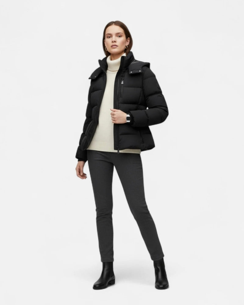 Pufferjacke für Damen – Mantel mit verstellbarem Gürtel und Struktur