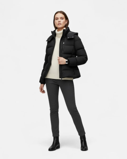 Pufferjacke für Damen – Mantel mit verstellbarem Gürtel und Struktur