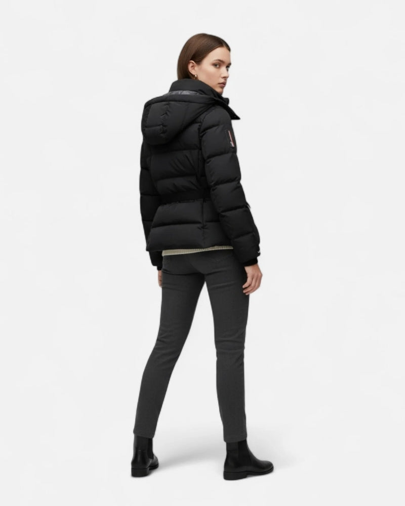 Pufferjacke für Damen – Mantel mit verstellbarem Gürtel und Struktur