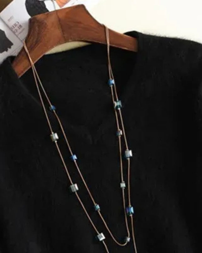 Pullover Damen 100% Mink Kaschmir – V-Ausschnitt Strickpullover für Herbst und Winter