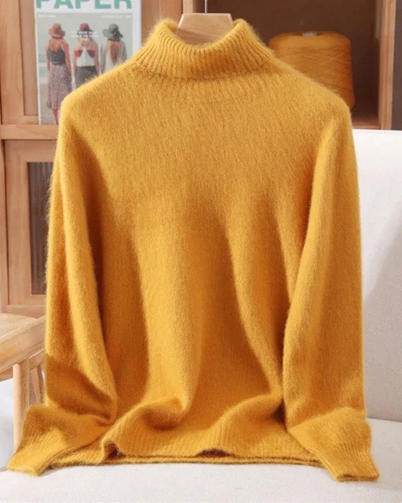 Pullover Damen 100% Mink Kaschmir – Warmer Rollkragenpullover für Herbst und Winter