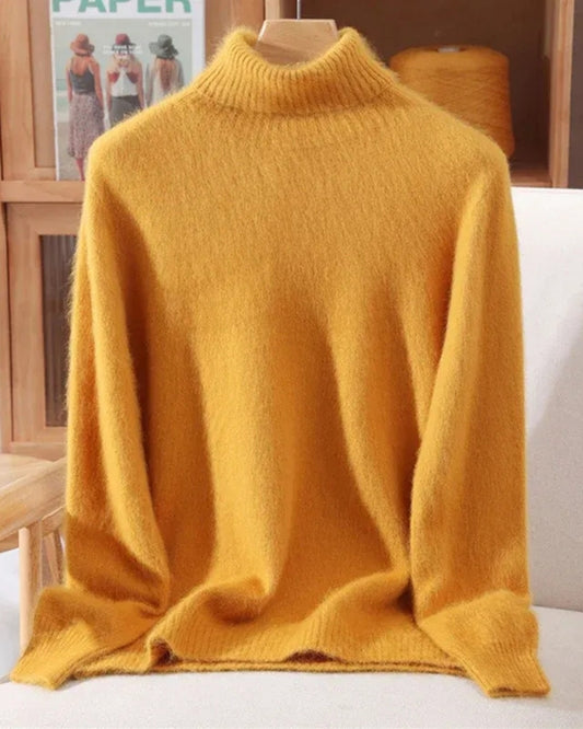 Pullover Damen 100% Mink Kaschmir – Warmer Rollkragenpullover für Herbst und Winter