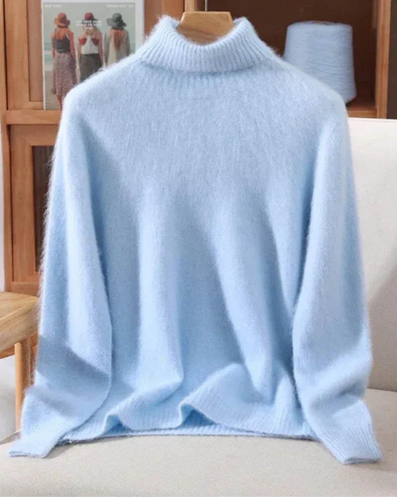 Pullover Damen 100% Mink Kaschmir – Warmer Rollkragenpullover für Herbst und Winter