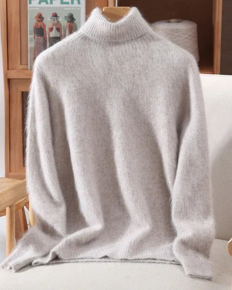 Pullover Damen 100% Mink Kaschmir – Warmer Rollkragenpullover für Herbst und Winter
