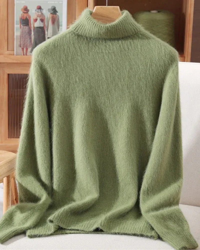 Pullover Damen 100% Mink Kaschmir – Warmer Rollkragenpullover für Herbst und Winter